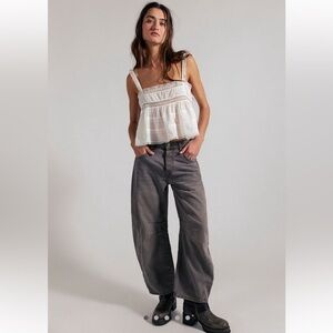 Free People Good Luck Barrel Jeans in Archive Grey